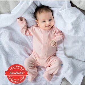 Simply Magnetic Me Footie/sleeper 3-6 month Organic Cotton Pale Pink